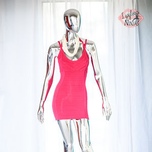 hot pink ribbed mini dress